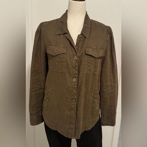 Michael Stars Olive Green Linen Utility Shirt/Jacket